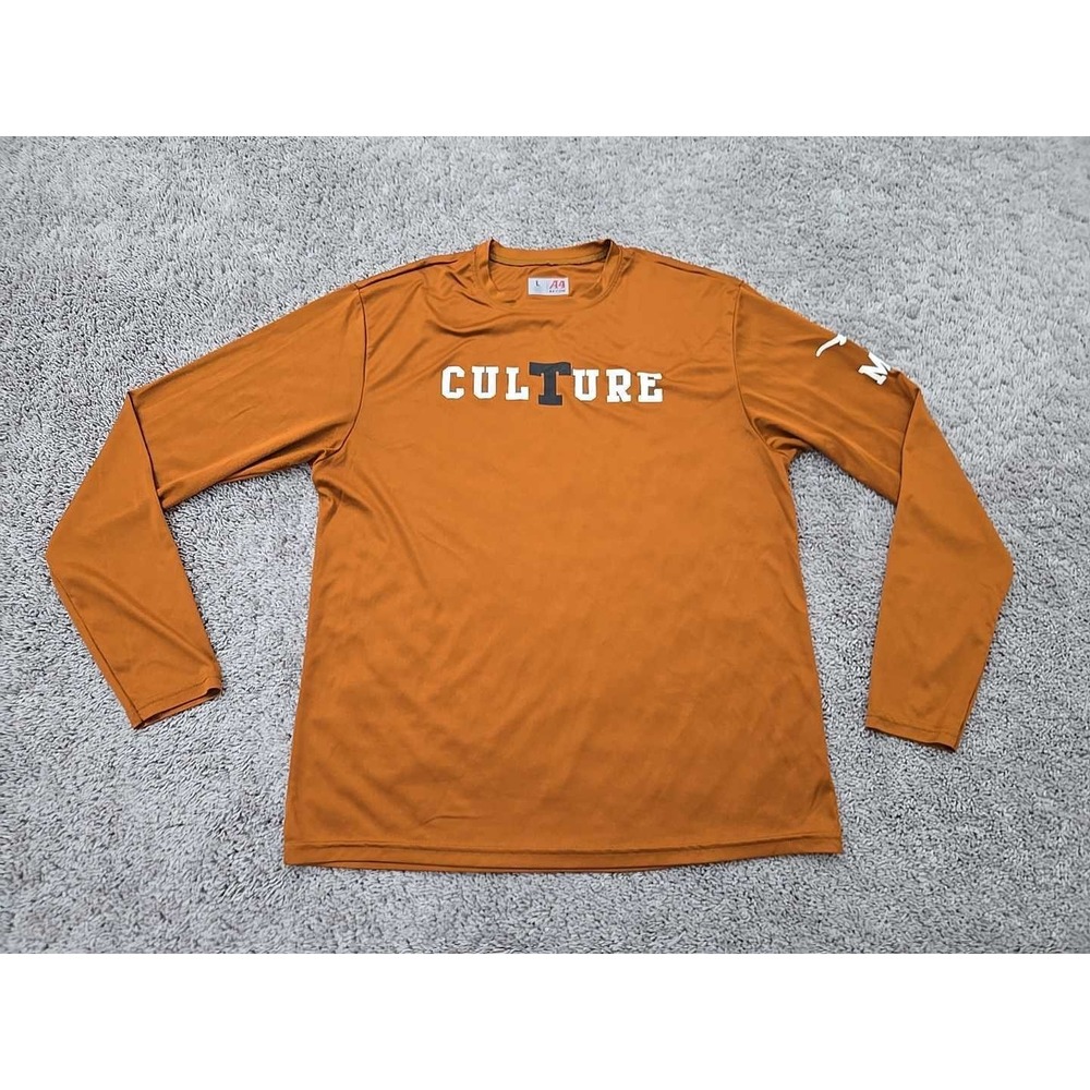A4 Men's Long Sleeve T-Shirt Size L Burnt Orange CULTURE Longhorn MSD